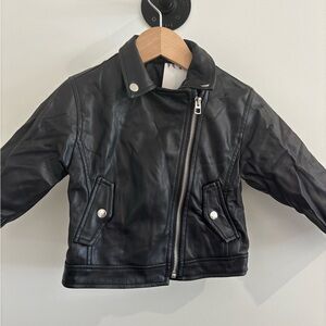 Zara Kids Black Faux Leather Jacket